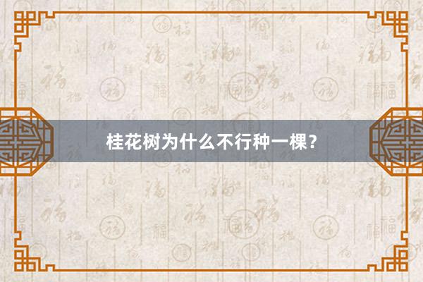 桂花树为什么不行种一棵？