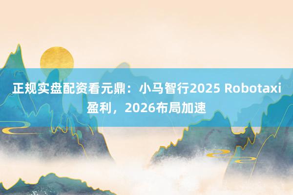 正规实盘配资看元鼎:小马智行2025 Robotaxi盈利,2026布局加速