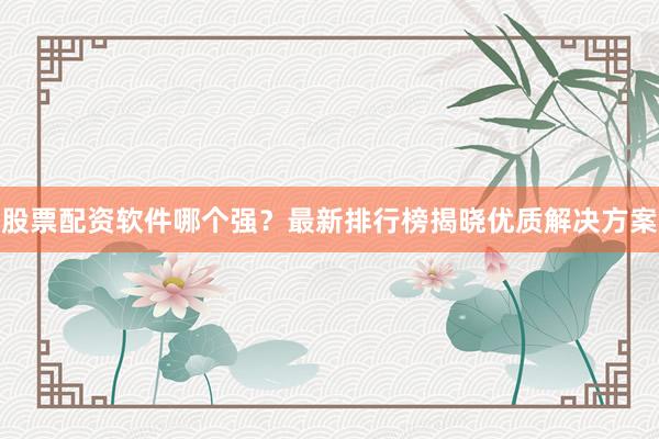 股票配资软件哪个强？最新排行榜揭晓优质解决方案