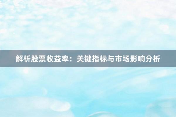 解析股票收益率：关键指标与市场影响分析