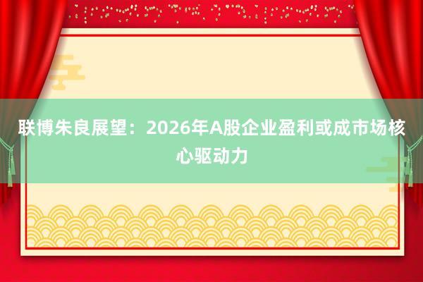 联博朱良展望:2026年A股企业盈利或成市场核心驱动力