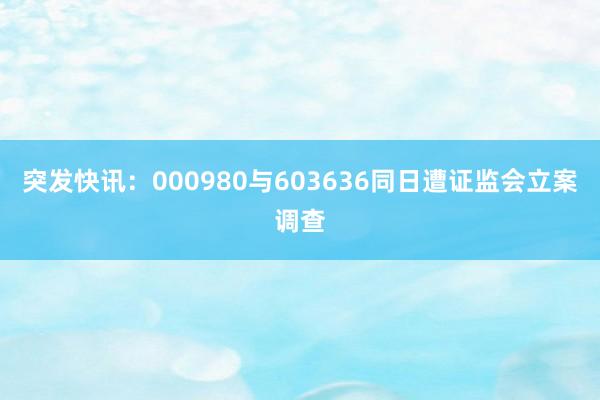 突发快讯:000980与603636同日遭证监会立案调查