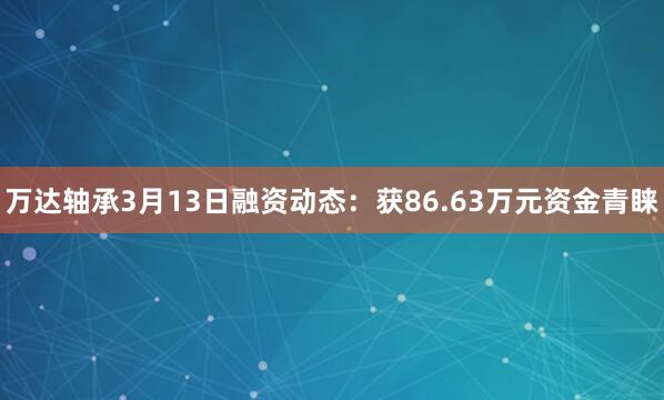 万达轴承3月13日融资动态：获86.63万元资金青睐