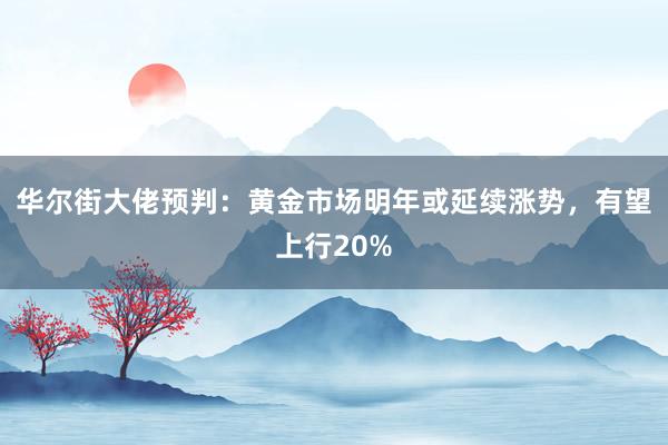 华尔街大佬预判：黄金市场明年或延续涨势，有望上行20%