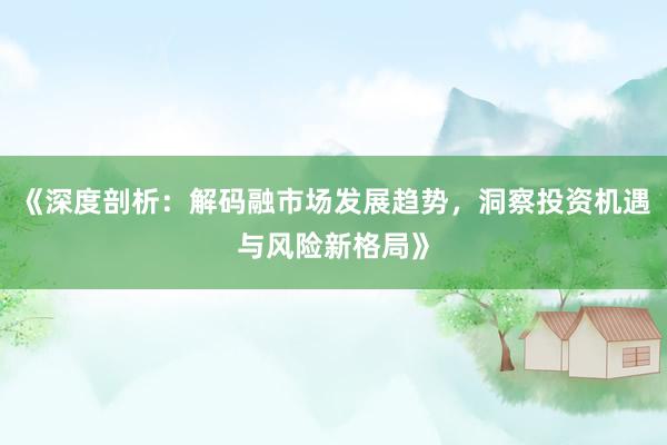 《深度剖析：解码融市场发展趋势，洞察投资机遇与风险新格局》