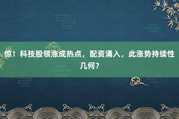 惊！科技股领涨成热点，配资涌入，此涨势持续性几何？