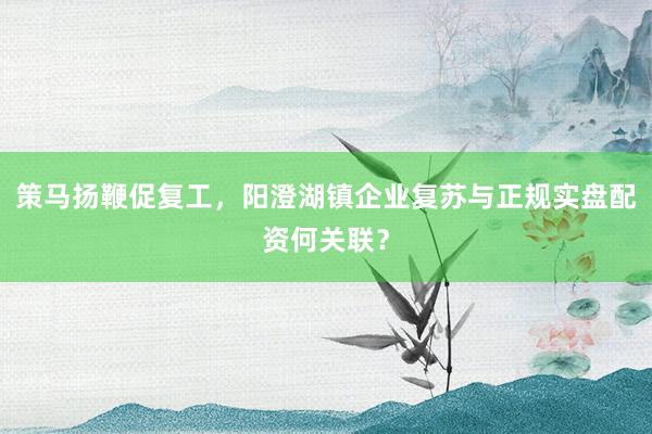 策马扬鞭促复工，阳澄湖镇企业复苏与正规实盘配资何关联？