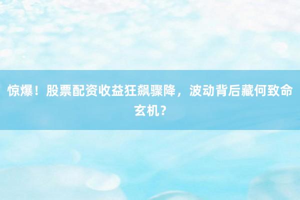 惊爆！股票配资收益狂飙骤降，波动背后藏何致命玄机？