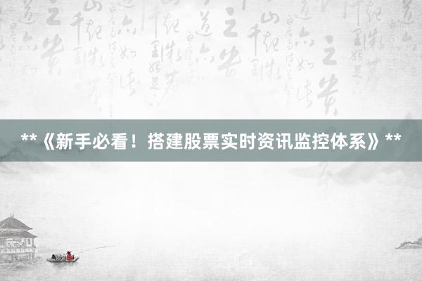 **《新手必看！搭建股票实时资讯监控体系》**