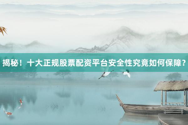 揭秘！十大正规股票配资平台安全性究竟如何保障？