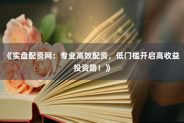 《实盘配资网:专业高效配资,低门槛开启高收益投资路!》